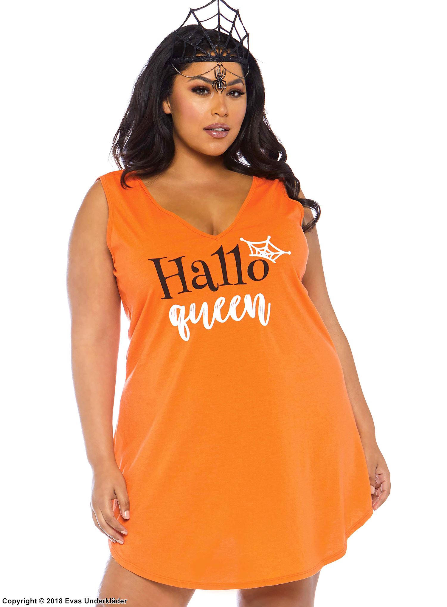 Halloween-Thema, Kleid, ärmellos, V-Ausschnitt, XL bis 4XL